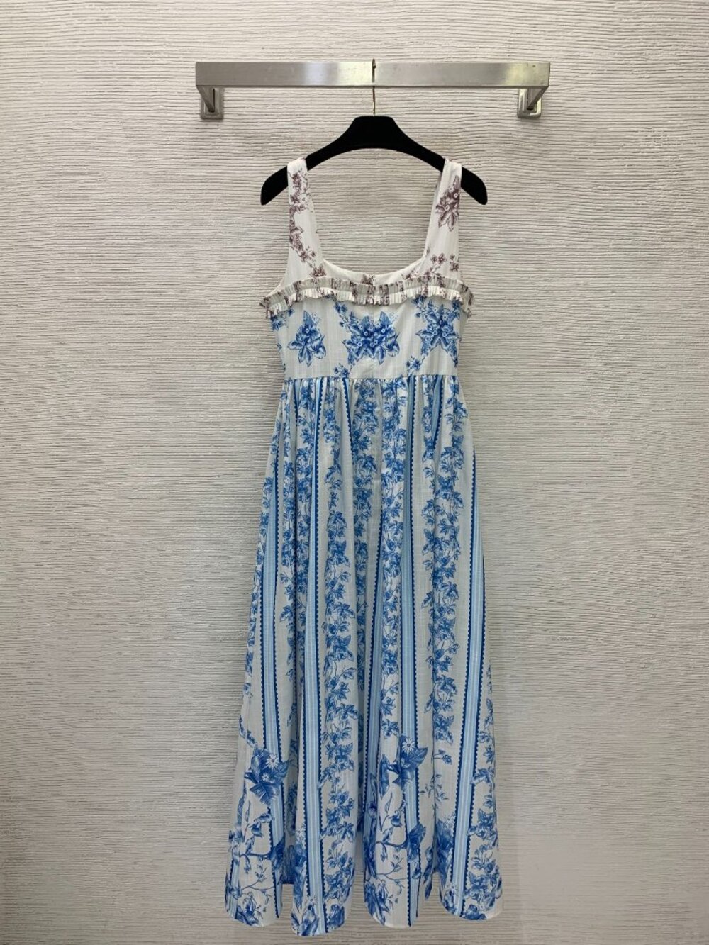 Agua by Agua Bendita Blue-and-White Floral Print Camisole Dress